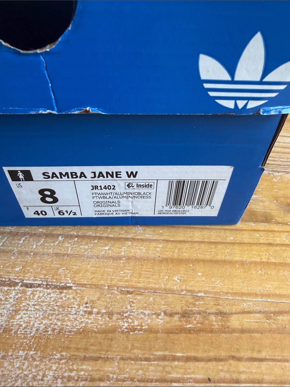 adidas Samba Janes Strap Sneakers in White/Black with Gum Sole - Picture 9 of 9